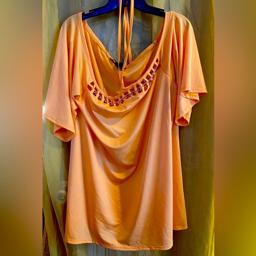Ashley Stewart gold color short sleeve blouse 18/30.